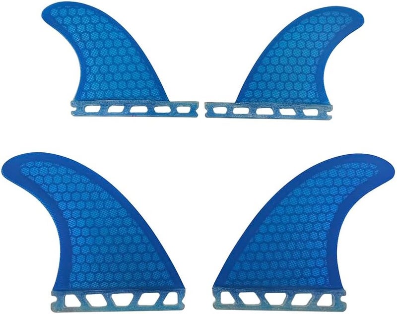 UP SURF UPSURF Single Tab Surfboard Fin Fiberglass+Honeycomb Quad fin S/M Size (Blue G5+GL) - Image 2